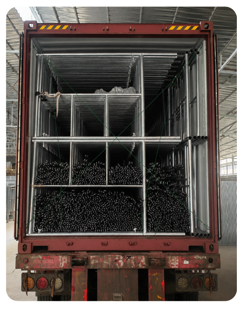 scaffolding container loading front view