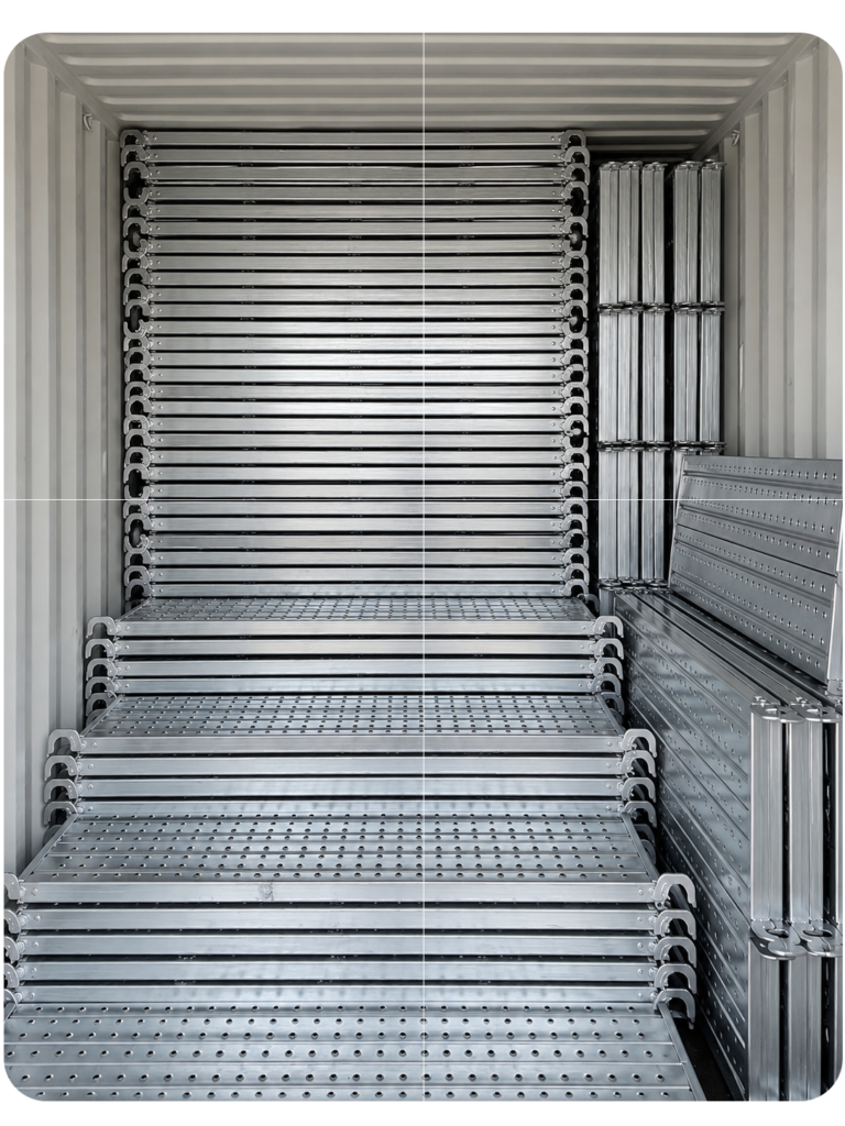 scaffolding shipping container packed materials