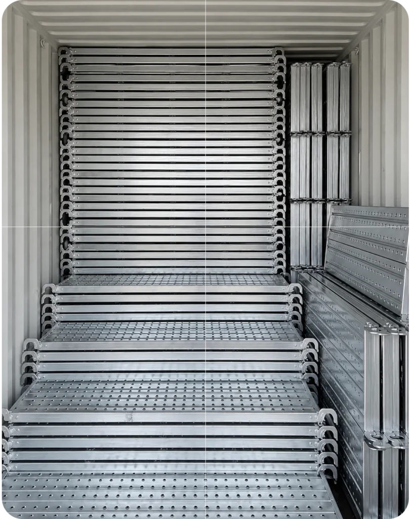 scaffolding shipping container packed materials