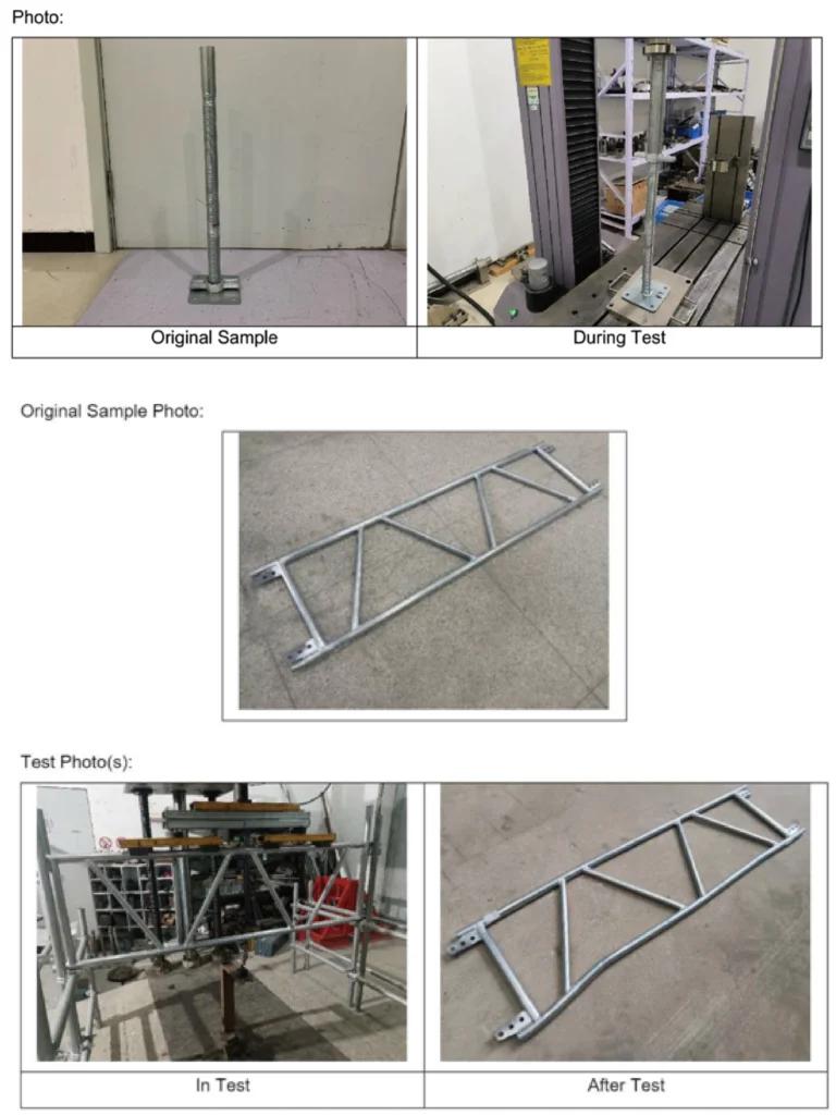 serup scaffolding unit beam and base jack load testing